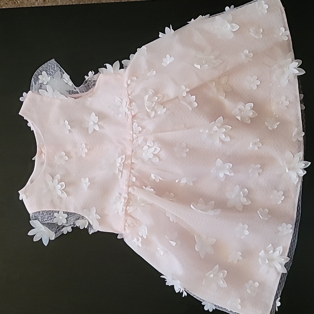 Purple Rose pale pink dress w/white 3D flowers sz 2T